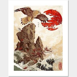 hawk, moon and skull 3 Posters and Art